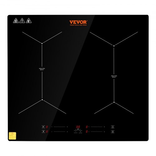foto del prodotto vevor piano cottura a induzione 4 fuochi 6800w fornello a induzione da incasso piano cottura elettrico in vetroceramica da 61 cm con timer controllo touch anti traboccamento 9 livelli di regolazione