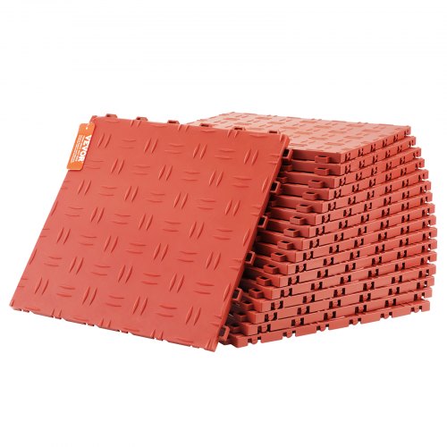 foto del prodotto vevor piastrelle per garage ad incastro, confezione da 25, piastrelle per pavimentazione garage in pp, 305 x 305 x 13,4 mm per garage, seminterrati, officine di riparazione, rosso
