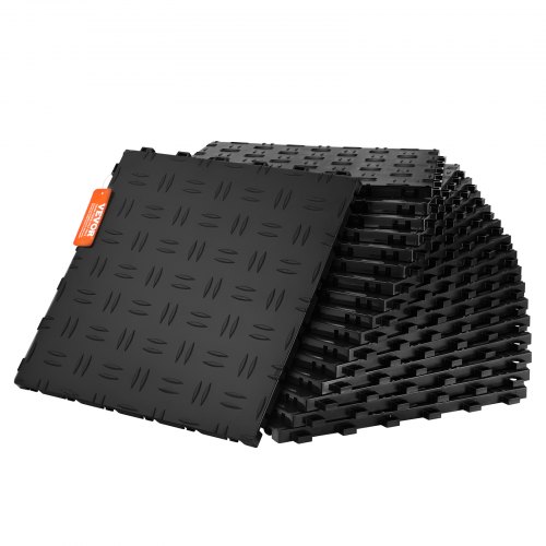 foto del prodotto vevor piastrelle per garage ad incastro, confezione da 50, piastrelle per pavimentazione garage in pp, 305 x 305 x 13,4 mm, antiscivolo su entrambi i lati, officine di riparazione, nero