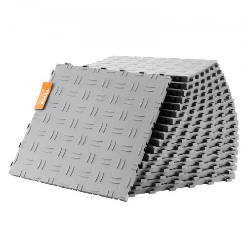 foto del prodotto vevor piastrelle per garage ad incastro, confezione da 50, piastrelle per pavimentazione garage in pp, 305 x 305 x 13,4 mm, garage, seminterrati, officine di riparazione, argento