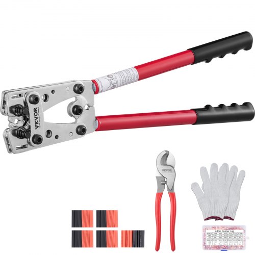 foto del prodotto vevor pinze crimpatrice 6 10 16 25 35 50 mm pinza capicorda per terminali batteria in alluminio rame awg10 1 0, pinza con tagliacavo 6 dimensioni crimpatura 95 connettori anello rame per elettricista