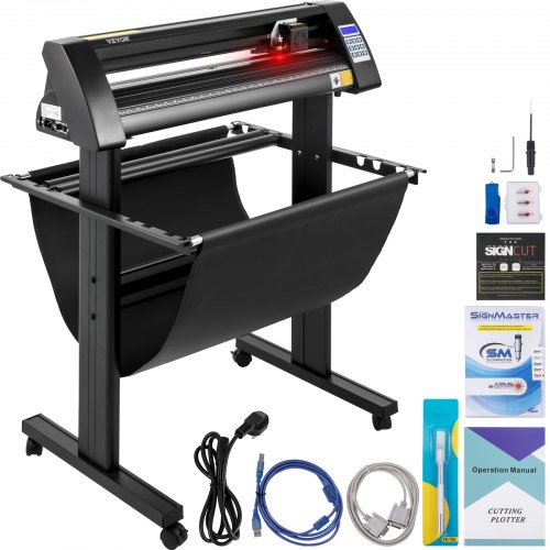 foto del prodotto vevor plotter da taglio per vinile semiautomatico modello kh 870a 870mm 95 w taglierina per plotter vinile flexi con display led stampanti adesivi per
