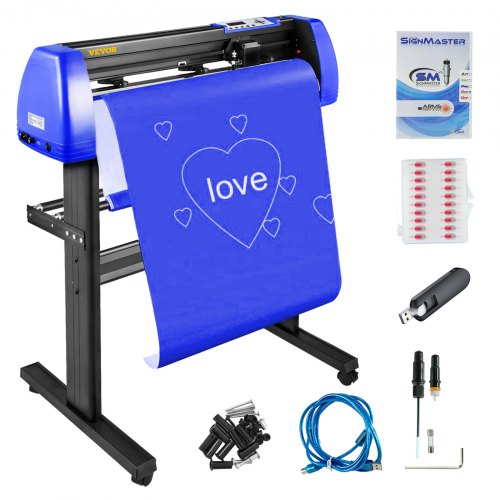 foto del prodotto vevor plotter da taglio vinile 720 mm stampanti adesivi plotter per tagliare vinile con software colore nero azzurro