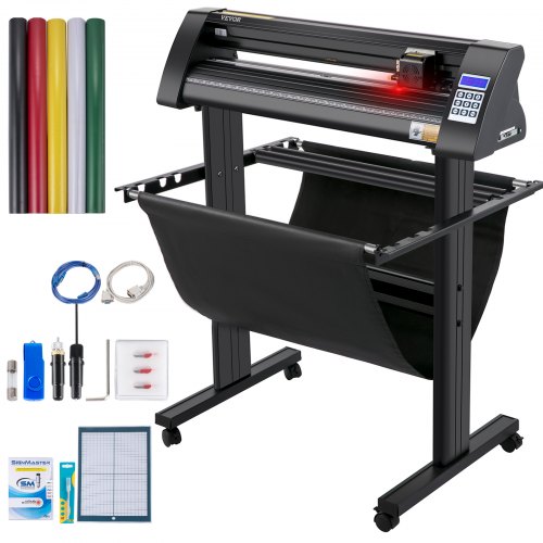 foto del prodotto vevor plotter da taglio vinile semiautomatica con luce guida a led, kh 870a 870 mm 95 w taglierina per plotter vinile signmaster per adesivi per auto, segnali stradali, palloncini, caschi, ecc.