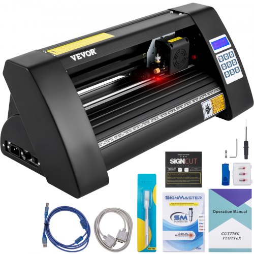foto del prodotto vevor plotter da taglio vinile semiautomatica con luce guida a led modello kh 375a 375mm potenza 95w stampanti adesivi flexi per
