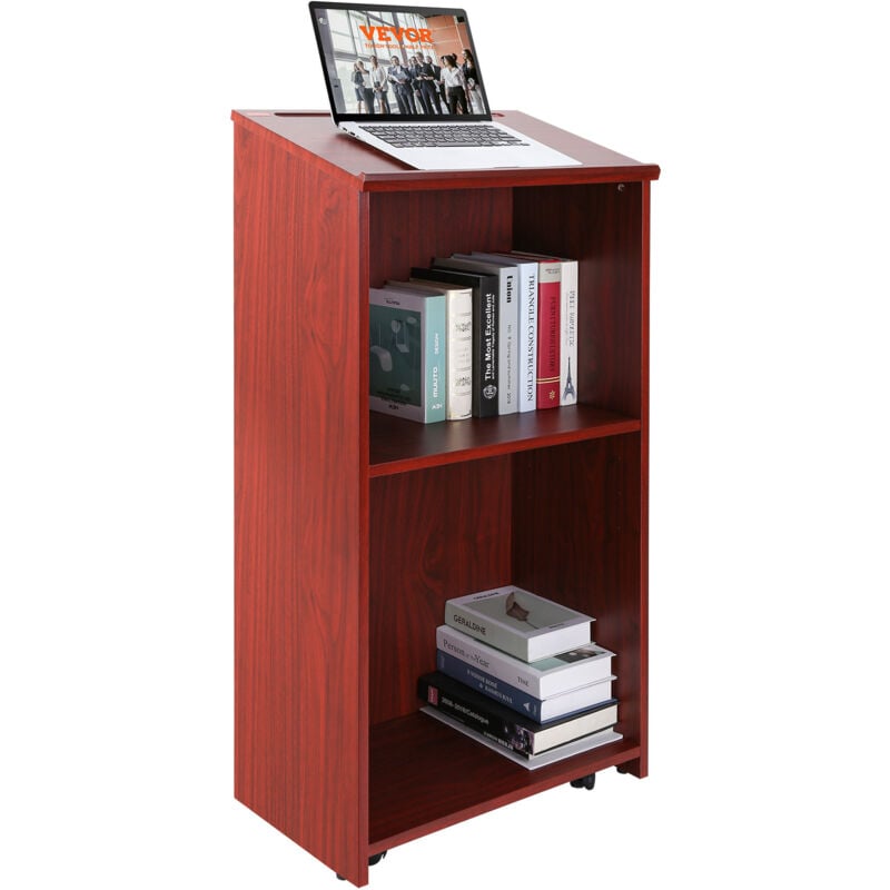 foto del prodotto vevor podio per conferenze 60x36x120 cm podio per presentazioni in legno mdf piano inclinato con ripiano leggio in piedi, podio 120cm per lettura