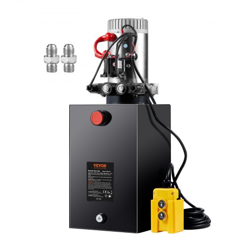 foto del prodotto vevor pompa idraulica cc 12v capienza ca. 14 l centralina idraulica ad azione doppia flusso d olio ca. 3,44 l min pressione massima di 22 mpa, pompa per montacarichi auto camion rimorchio da garage
