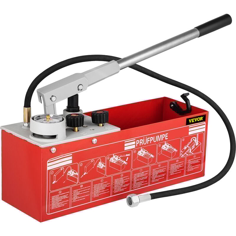 foto del prodotto vevor pompa idrostatica di prova della pressione, pompa di prova manuale max. da 25 bar 2,5 mpa, con serbatoio da 12 litri, kit tester di