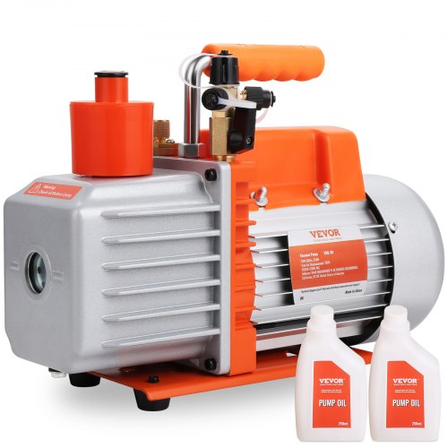 foto del prodotto vevor pompa per vuoto rotativa a palette 370 w pompa per vuoto per aria condizionata a 2 stadi, 198,21 l/min 10,1 kg per riparazione hvac, manutenzione della refrigerazione, degasaggio della resina
