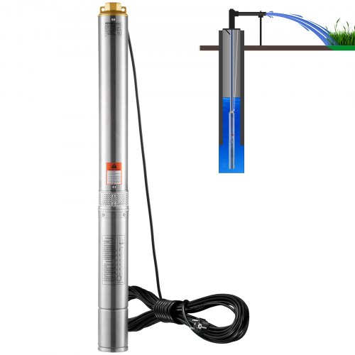 foto del prodotto vevor pompa sommergibile per pozzi profondi, ip68 2200w 230 v 50hz, massima portata 9,8 m h prevalenza 144m, cavo elettrico 9,1m, acciaio inox pompa per irrigazione industriale uso domestico