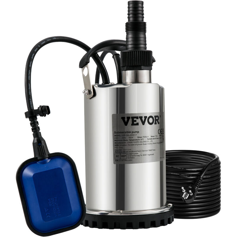 foto del prodotto vevor pompa sommersa elettrica da drenaggio per acqua sporca 550w da giardino laghi pozzo, elettropompa a immersione per drenaggio di acque sporche