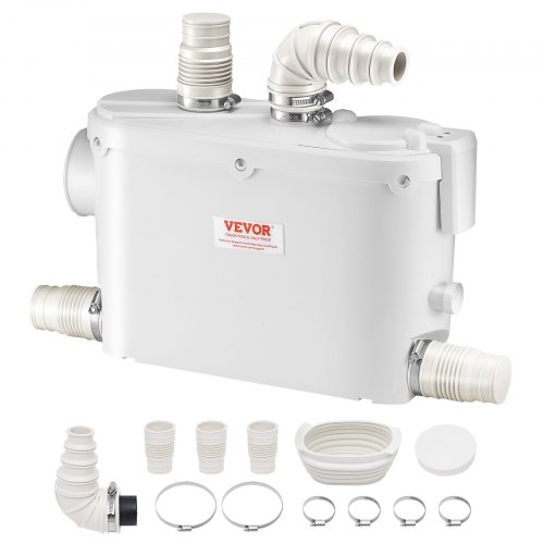 foto del prodotto vevor pompa trituratore per scarico bagno pompa maceratrice sanitaria 500w prevalenza max. 8m 3 entrate per tubi portata max. 6600l h, pompa trituratore wc 2900 giri min resistente all acqua calda