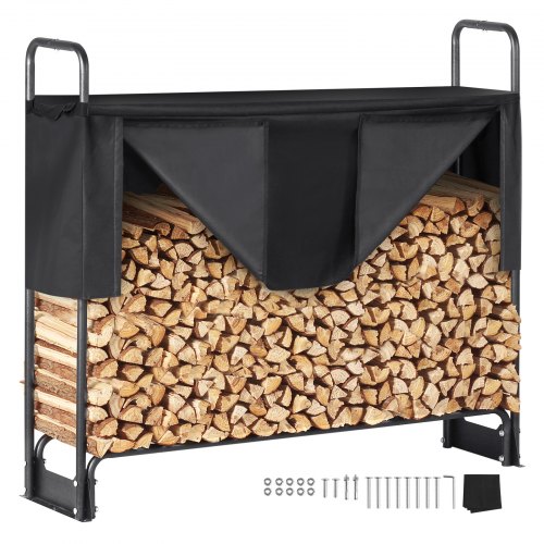 foto del prodotto vevor portalegna da esterno per legna da ardere 132x36x117 cm con copertura impermeabile 600d oxford legnaia portalegna da esterno per camino giardino stoccaggio per tronchi interno esterno per legna