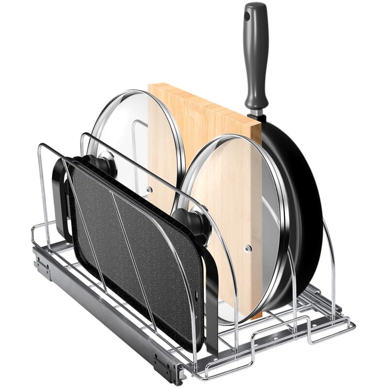 foto del prodotto vevor portaoggetti scorrevole per pentole da cucina con coperchio espandibile 31,8 x 53,3 x 22,4 cm, porta pentole estraibile sottolavello divisori