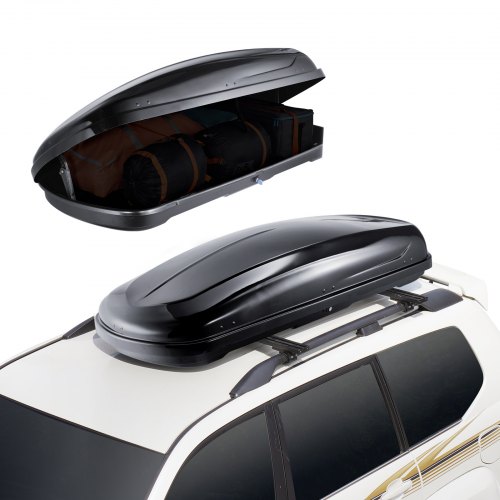 foto del prodotto vevor portapacchi da tetto, box da tetto da 220 l cubi in abs, con apertura su due lati e 2 cinghie rinforzate, aerodinamico, adatto alla maggior barre trasversali, per auto, wagon, suv, nero