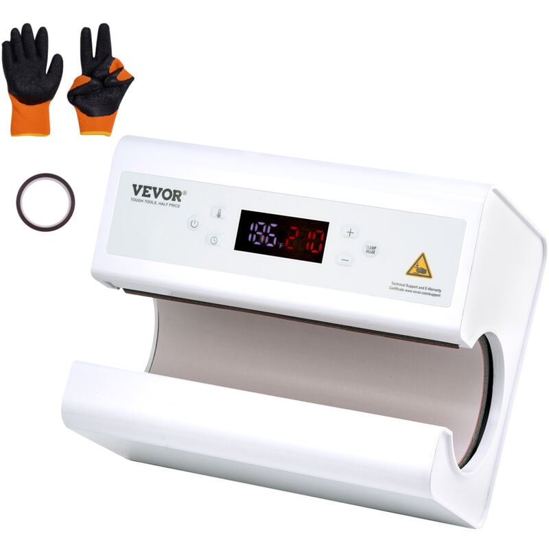 foto del prodotto vevor pressa di calore automatica per tazze a sublimazione da 12 a 32 oz, pressa per tazze mug con nastro e guanto impostazione temperatura tempo