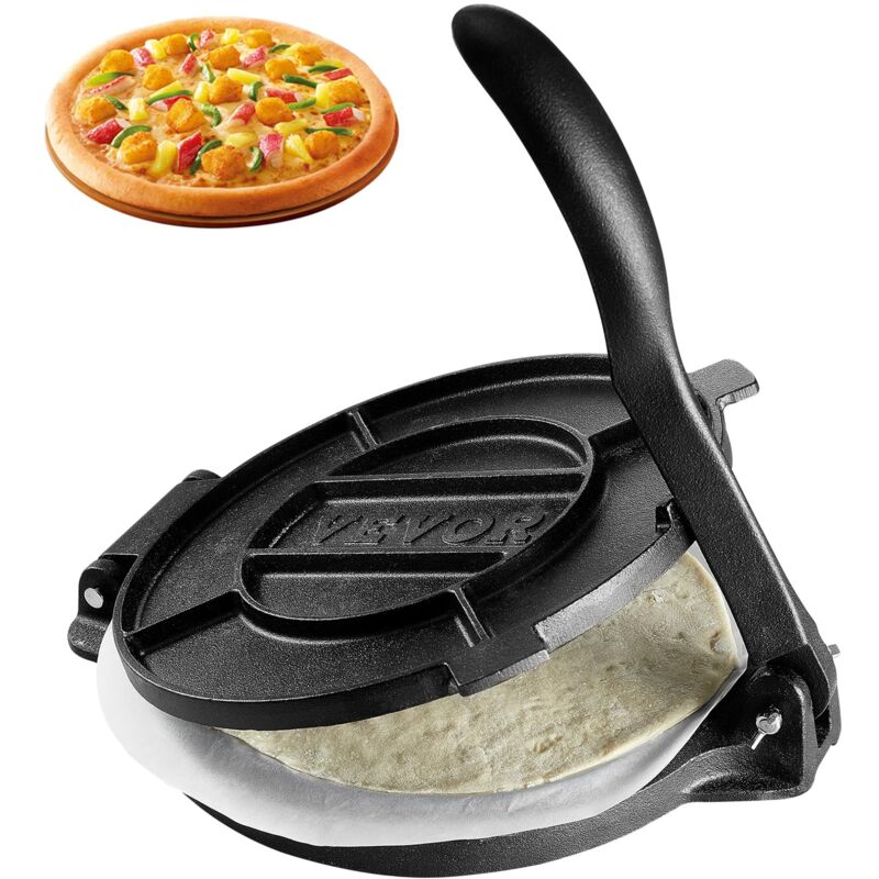 foto del prodotto vevor pressa manuale per tortilla, pressa per taco diametro 25 cm, pressa per tortilla piadine in ghisa, pressa manuale per tortilla con 100 pezzi