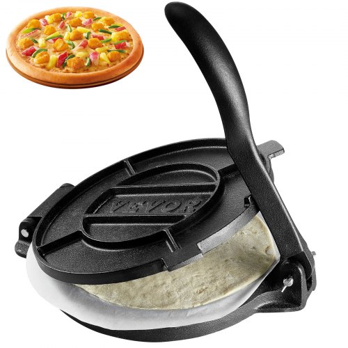 foto del prodotto vevor pressa manuale per tortilla, pressa per taco diametro 25 cm, pressa per tortilla piadine in ghisa, pressa manuale per tortilla con 100 pezzi di carta da forno, macchina per impasto di tortilla