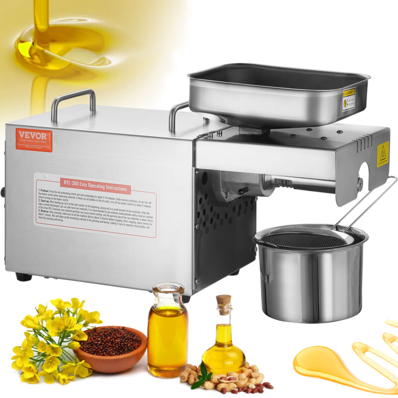foto del prodotto vevor pressa per olio elettrica, estrattore per olio in acciaio inossidabile da 700 w, temperatura costante 140 , macchina per estrazione dellolio