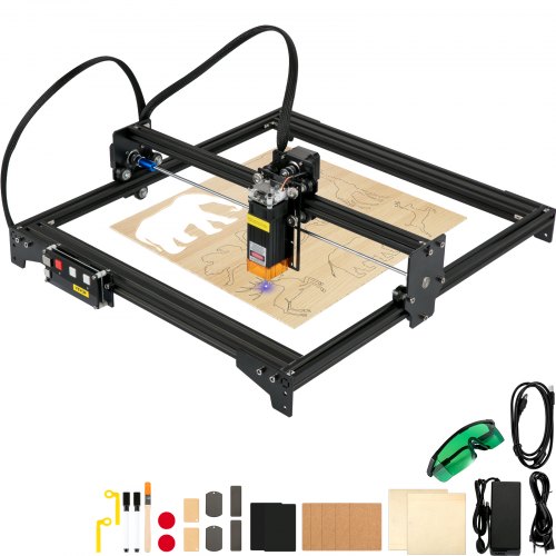 foto del prodotto vevor pro macchina per incisione laser, 410 x 400 mm potenza 5,5 w 6000 mm min incisione laser in lega di alluminio per carta, legno, pelle, stoffa, plastica, acrilico, superficie metallica verniciata