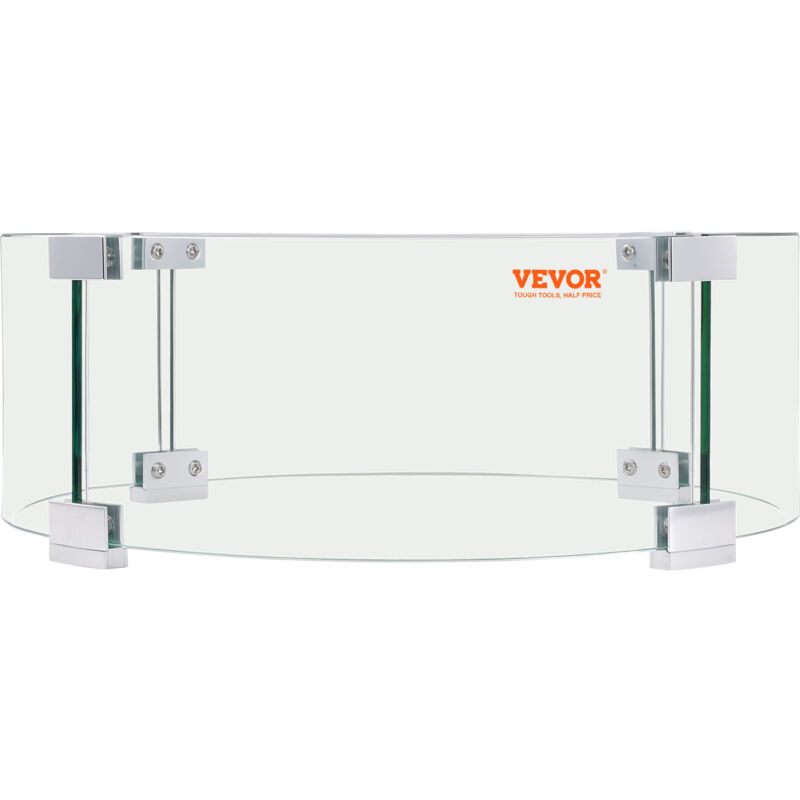 foto del prodotto vevor protezione antivento per braciere in vetro scudo rettangolar spesso 0,63 cm , protezione antifiamma in vetro temperato trasparente, piedini