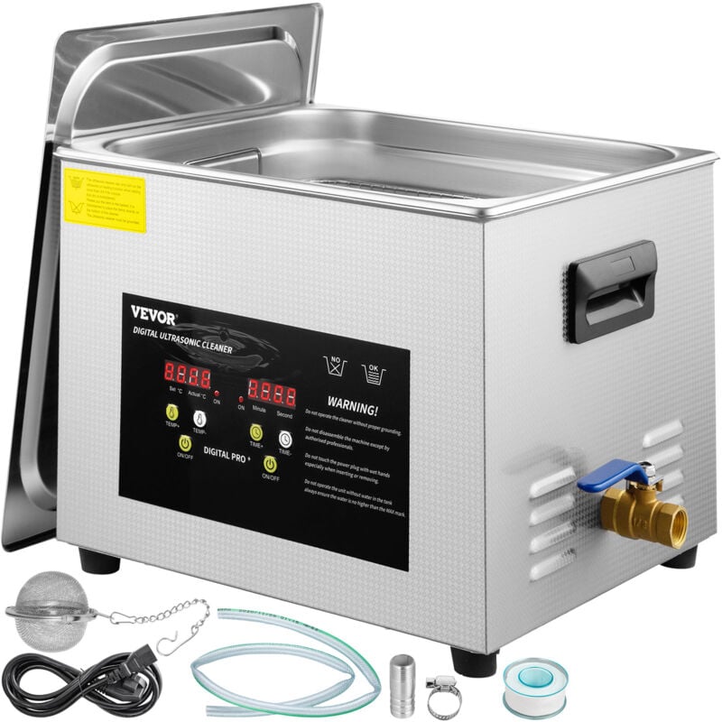foto del prodotto vevor pulitore a ultrasuoni aggiornato 15 l riscaldatore 600 w ultrasuoni 360 w pulitore per parti a ultrasuoni da laboratorio digitale con