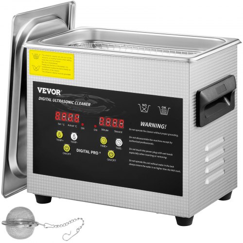 foto del prodotto vevor pulitore a ultrasuoni aggiornato 3 l riscaldatore 200 w ultrasuoni 120 w pulitore di parti a ultrasuoni da laboratorio digitale con riscaldamento per pulizia di parti di occhiali gioielli