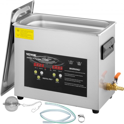 foto del prodotto vevor pulitore a ultrasuoni aggiornato 6 l riscaldatore da 200 w ultrasuoni da 180 w pulitore di parti a ultrasuoni da laboratorio digitale con temporizzatore per pulizia di strumenti di gioielli