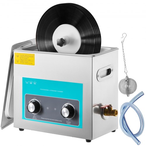 foto del prodotto vevor pulitore a ultrasuoni display digitale, 6l lavatrice ultrasuoni in vinile, 220v 50khz professionale pulitore a ultrasuoni con funzione di riscaldamento, nero, per pulizia di gioielli, occhiali