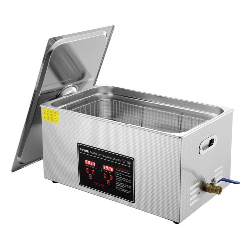 foto del prodotto vevor pulitore a ultrasuoni display digitale in acciaio inox capienza 22 litri con riscaldamento tempo temperatura regolabile, macchina pulitrice a ultrasuoni per gioielli occhiali orologi laboratorio
