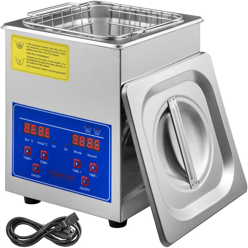 foto del prodotto vevor pulitore ad ultrasuoni 2l macchina di pulizia ad ultrasuoni in acciaio inossidabile timer riscaldamento digitale pulizia di gioielli per uso