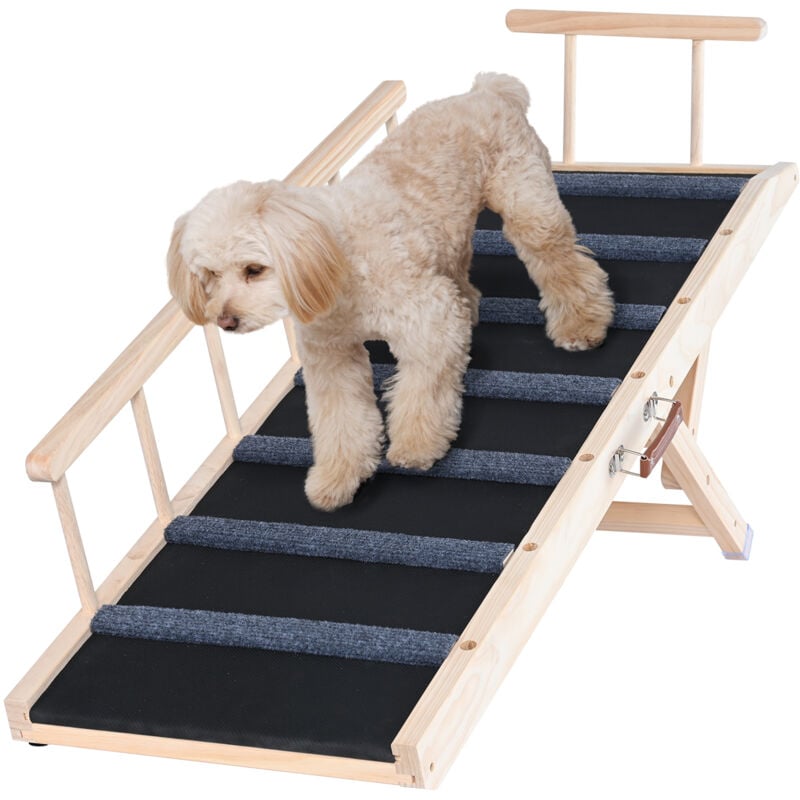 foto del prodotto vevor rampa per cani lunghezza 1200 mm, rampa per auto pieghevole antiscivolo per cani gatti altezza regolabile 35 70 cm, scivolo per animali