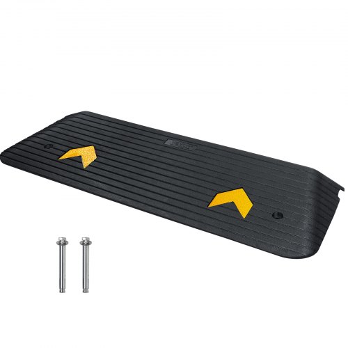 foto del prodotto vevor rampa per soglia in gomma altezza 5cm con canale per cavi capacit max. 15 tonnellate per veicoli, rampa per soglia gradini superficie antiscivolo 111 x 40,6 x 5 cm, rampa per soglia antiscivolo