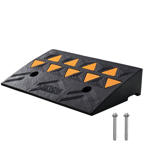 foto del prodotto vevor rampa per soglia in gomma capacità carico max. 15 tonnellate, rampa per soglia superficie antiscivolo buchi per drenaggio alla base, rampa soglia antiscivolo per salita facile 50 x 30 x 10,8 cm