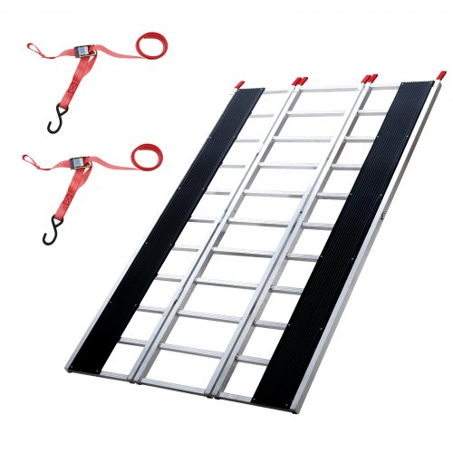 foto del prodotto vevor rampe in alluminio pieghevoli 216x137,5 cm, rampa di carico capacit 680,4kg, rampa di accesso per moto, fuoristrada, rimorchio, atv, utv, trattore, 3 pezzi, rampa 3 pezzi per trasporto