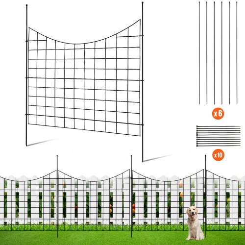 foto del prodotto vevor recinzione da giardino in metallo 75x93 cm da 5 pezzi barriera per animali domestici senza scavo spaziatura dei picchi 3,81cm, recinzione decorativa in metallo 5 pz per giardino cortile aiuola