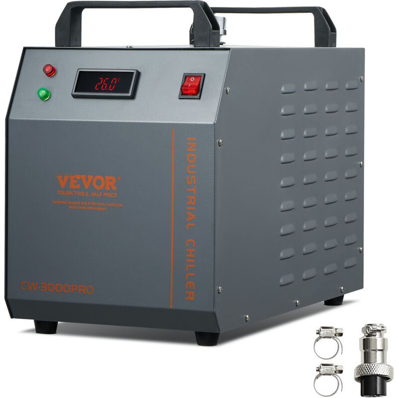 foto del prodotto vevor refrigeratore deacqua industriale, cw 3000 pro , sistema di raffreddamento industriale con capacita del serbatoio di 150 w, 12 litri, portata