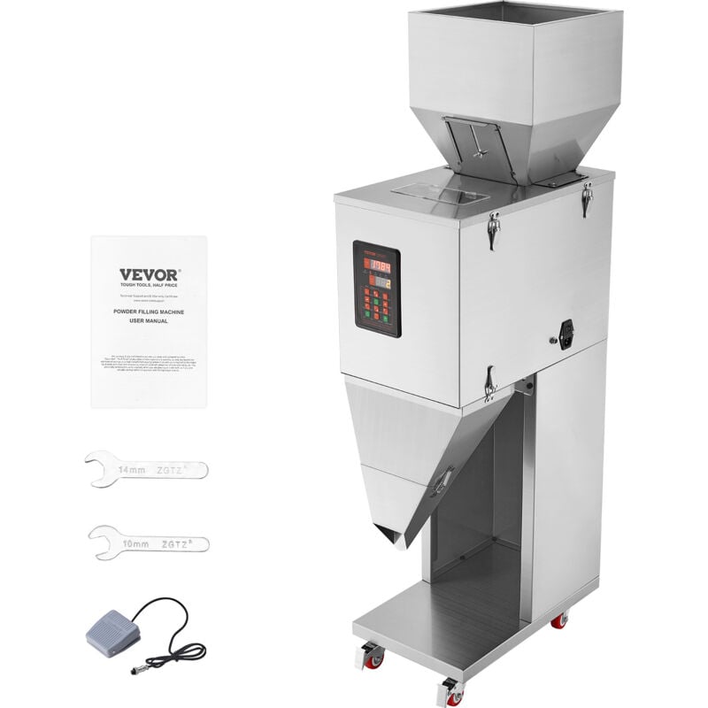 foto del prodotto vevor riempitrice di particelle, 20 3000g, riempitrice automatica con pedale, riempitrice a pesatura in acciaio inox, riempitrice per fagioli semi