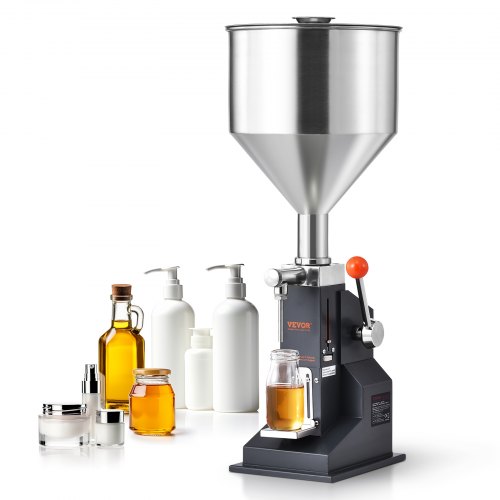 foto del prodotto vevor riempitrice manuale liquidi riempitrice manuale 5 100 ml, riempitrice regolabile in acciaio inossidabile con tramoggia per latte, acqua, succo, olio essenziale, shampoo, miele, crema cosmetica