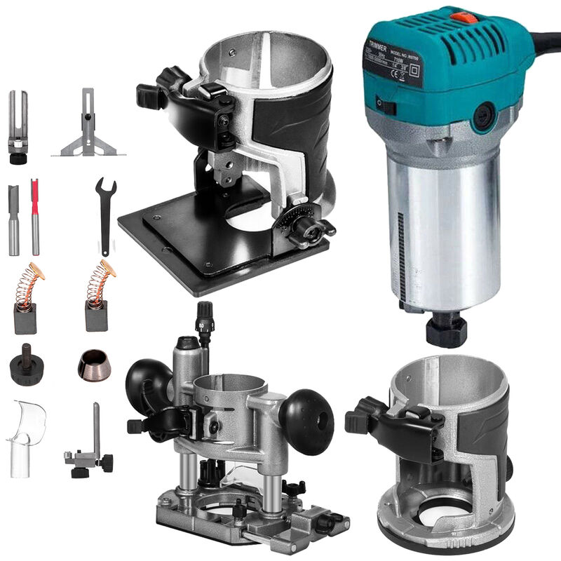 foto del prodotto vevor rifilatore elettrico 710w fresatrice compatta rifilatore per legno 10000 30000rpm rifilatrice per legno multifunzione con base affondamento e