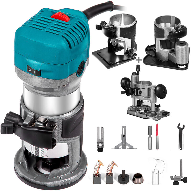 foto del prodotto vevor rifilatore elettrico 710w fresatrice compatta rifilatore per legno 10000 30000rpm rifilatrice per legno multifunzione con base affondamento e