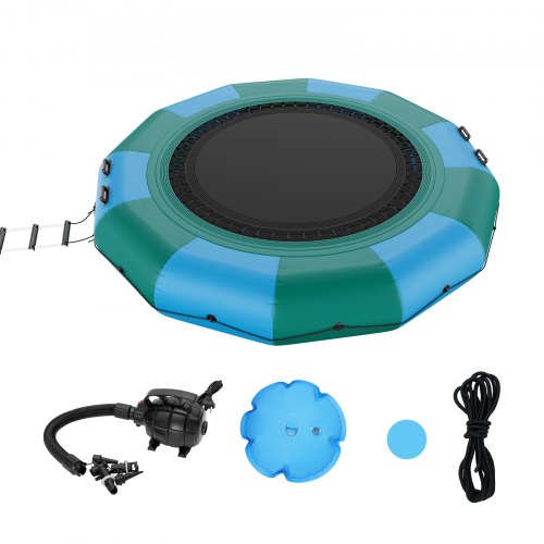 foto del prodotto vevor rimbalzatore gonfiabile dell'acqua, trampolino ricreativo dell'acqua 12 piedi, piattaforma portatile del nuoto di rimbalzo con scala 3 gradini la pompa elettrica, trampolino gonfiabile piscina