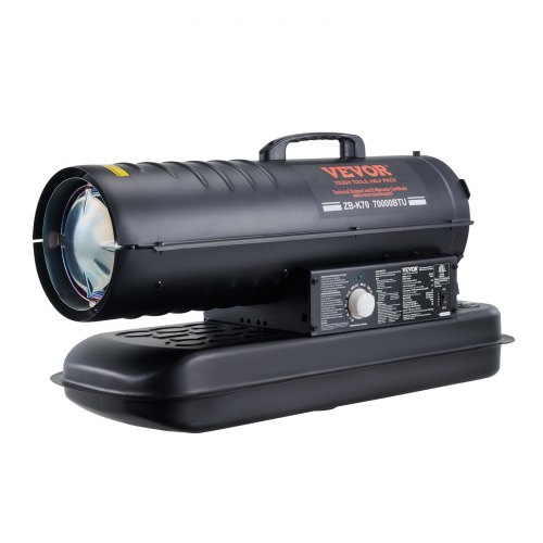 foto del prodotto vevor riscaldatore ad aria calda diesel a cherosene 70000 btu, torpedo riscaldatore d ambiente portatile con controllo termostato serbatoio 19 l per interni esterni, per officine industriali, nero