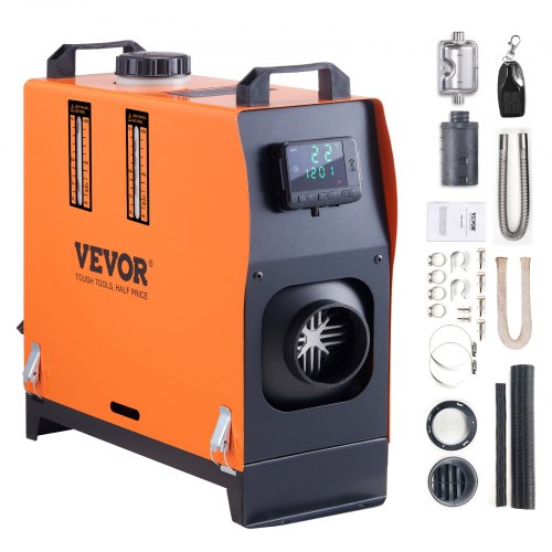foto del prodotto vevor riscaldatore d'aria diesel all-in-one per auto camper camion rv 12v 8kw temperatura regolabile 8-36℃ controllo telecomando, riscaldatore da parcheggio per auto consumo di carburante 0,16-0,62l/h