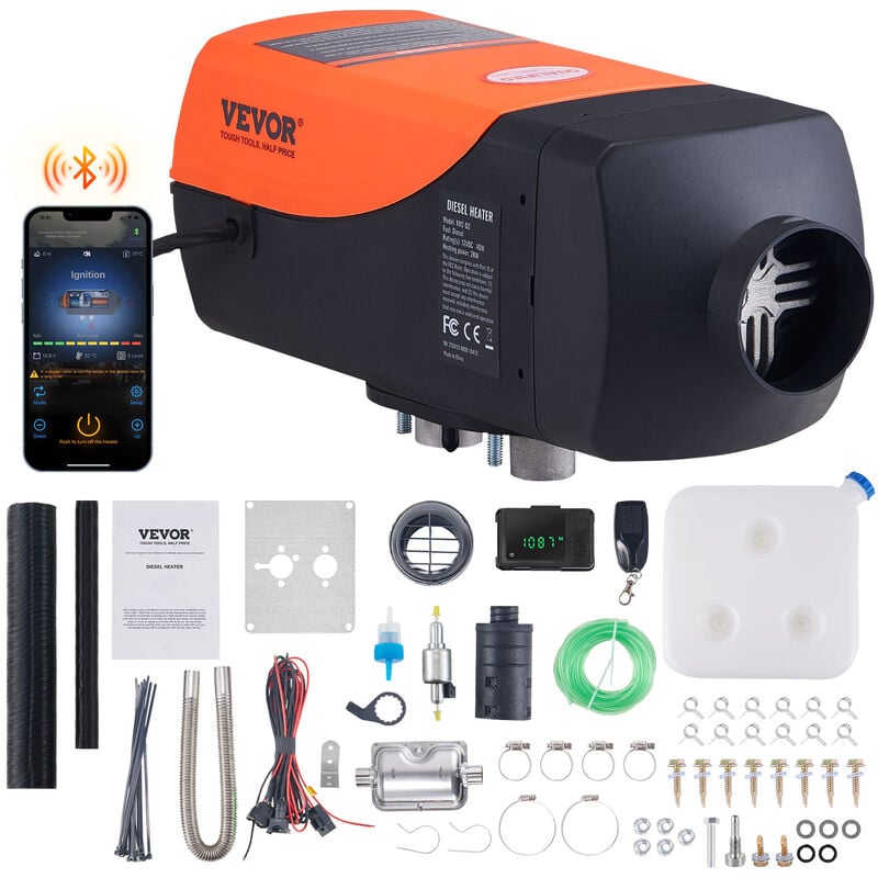foto del prodotto vevor riscaldatore de aria diesel per auto camper camion rv 12v 2kw temperatura regolabile 8 36 controllo bluetooth riscaldatore da parcheggio per