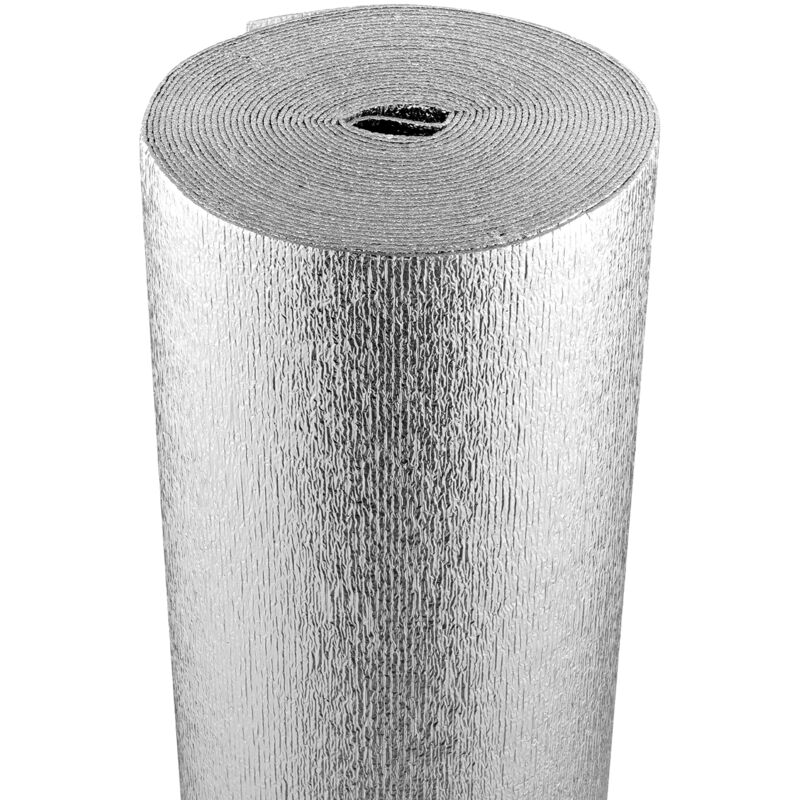 foto del prodotto vevor rotolo di isolamento riflettente doppio, barriera radiante con anima in schiuma, 3,2 mm 122 x 1524 cm, scudo riflettente calore in schiuma