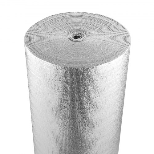 foto del prodotto vevor rotolo di isolamento riflettente doppio, barriera radiante con anima in schiuma, 3,2 mm 605 x 15240 mm, scudo riflettente calore in schiuma epe alluminio bifacciale, per finestra tetto camper