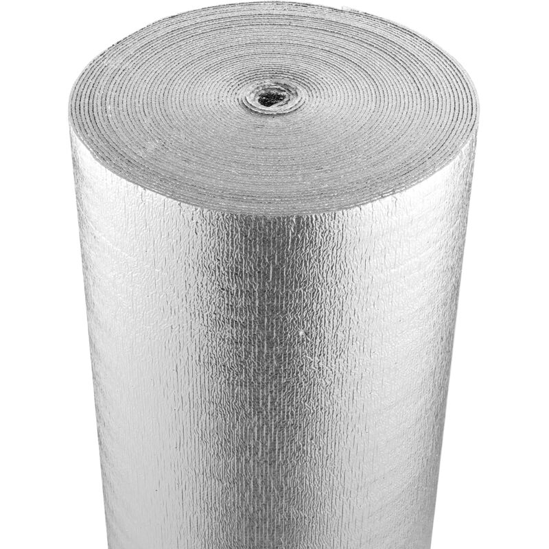 foto del prodotto vevor rotolo di isolamento riflettente doppio, barriera radiante in tessuto intrecciato, 1220 x 76200 mm, scudo riflettente del calore in tessuto