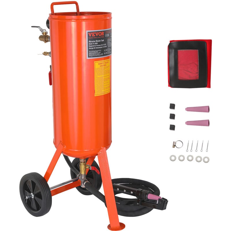 foto del prodotto vevor sabbiatrice da 37l, sabbiatrice pressione 60 110 psi, serbatoio abrasivo portatile, kit sabbiatura ad aria 2 ugelli in ceramica separatore