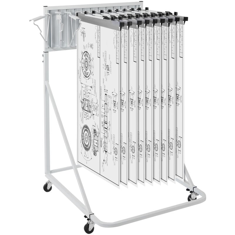 foto del prodotto vevor scaffale mobile per progetti con 12 staffe girevoli, supporto mobile per progetti, regolabile in altezza, porta progetti, espositore per